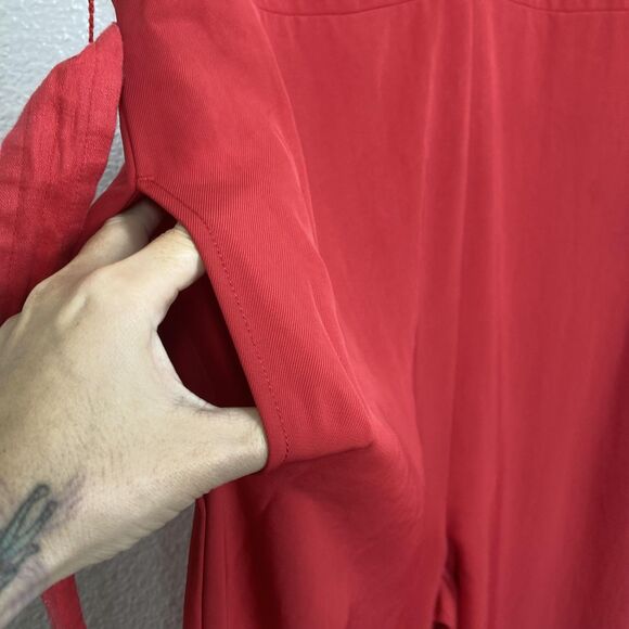 Everlane Jumpsuit Womens 4 Red Sleeveless Wide Leg Belted Linen Blend Pockets - Picture 15 of 16